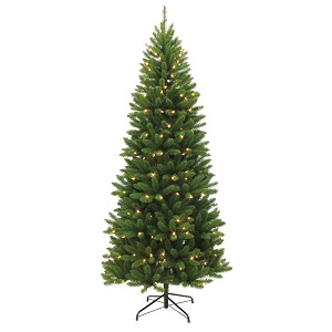 7.5FT Slim Evergreen Spruce Pre-Lit Puleo Artificial Christmas Tree | AT74